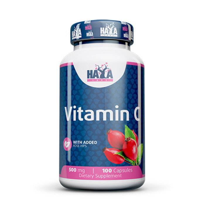 HAYA LABS Vitamin C with Rose Hips 500 mg / 100 Caps